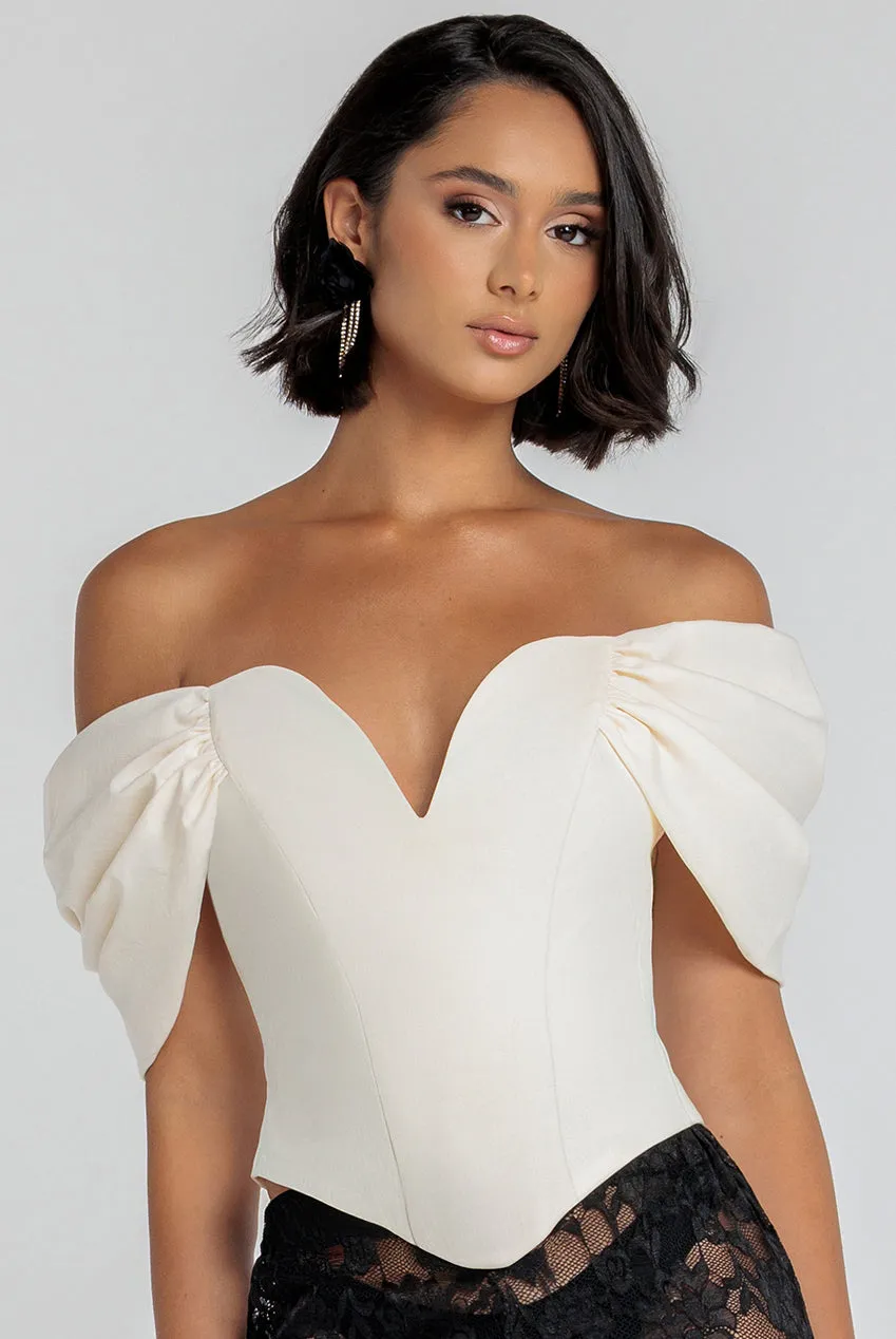 Bardot Corset Top - Cream by Goddiva sold by Goddiva product image thumbnail 2