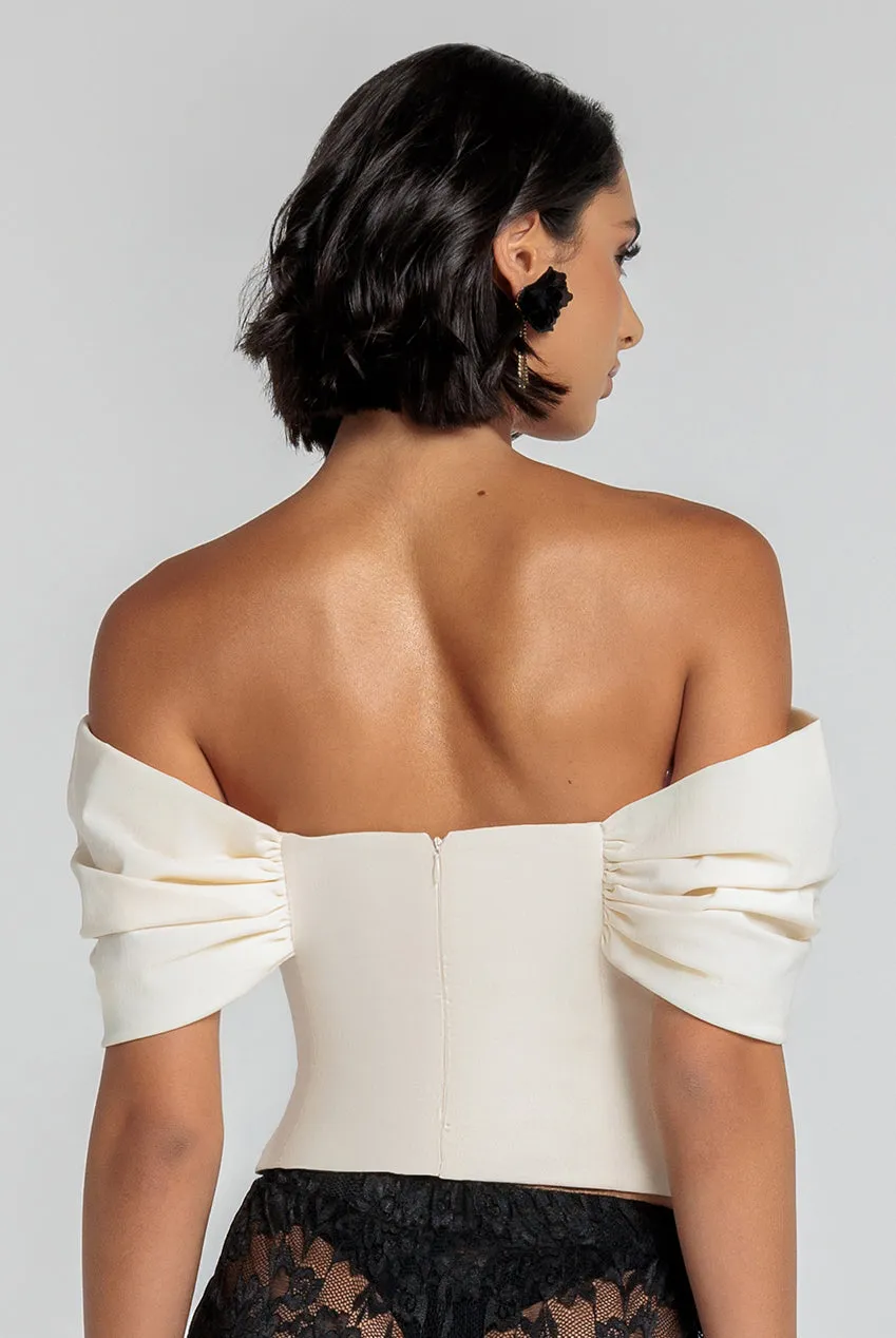 Bardot Corset Top - Cream by Goddiva sold by Goddiva product image thumbnail 3