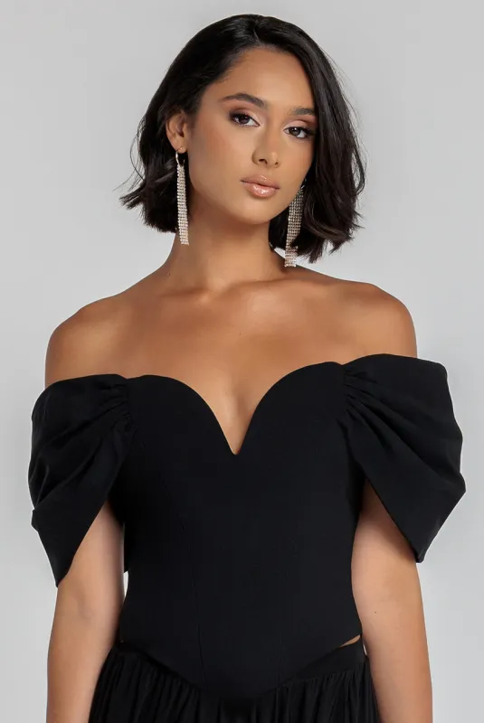 Bardot Corset Top - Black by Goddiva sold by Goddiva