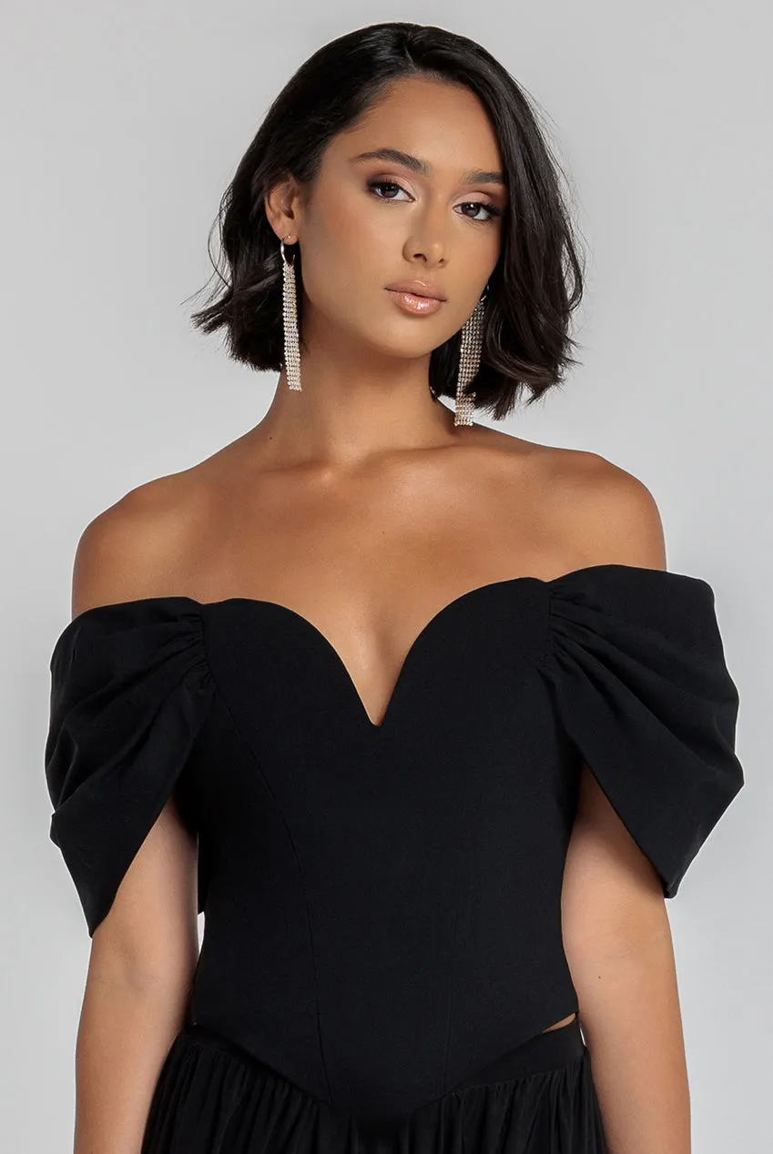 Bardot Corset Top - Black by Goddiva sold by Goddiva