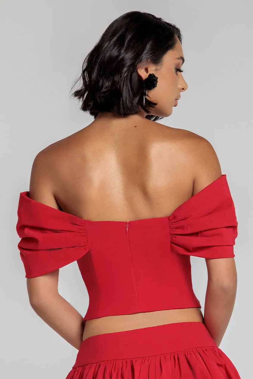 Bardot Corset Top - Red by Goddiva sold by Goddiva product image thumbnail 2