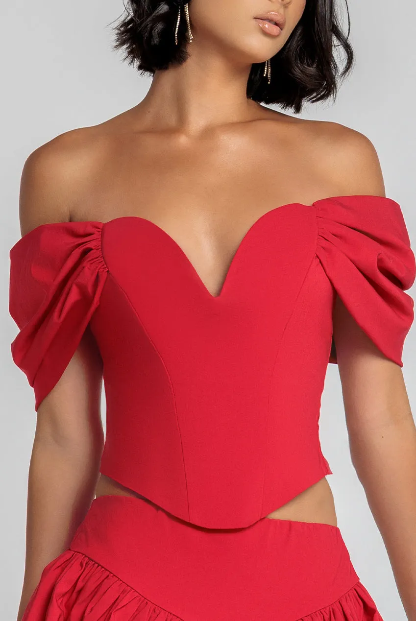 Bardot Corset Top - Red by Goddiva sold by Goddiva product image thumbnail 3