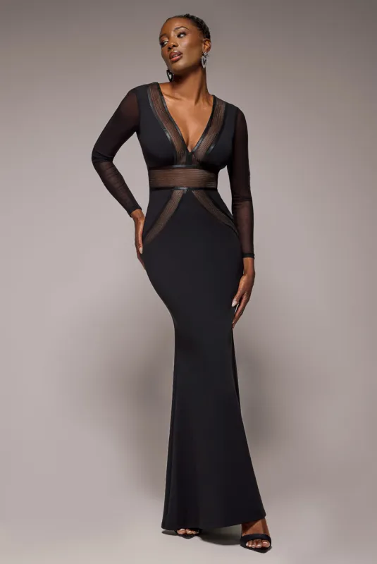 Front Crossover Lurex Split Maxi Dress - Black by Goddiva sold by Goddiva