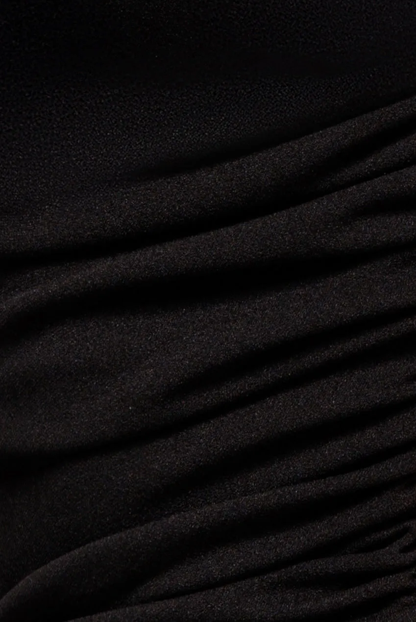 One Shoulder Puffed Satin Sleeve Evening Maxi Dress - Black by Goddiva sold by Goddiva product image thumbnail 4