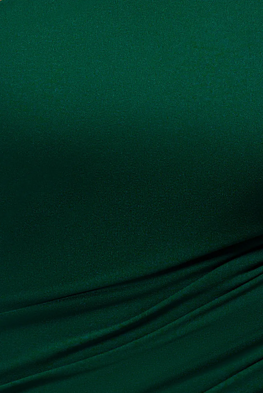 One Shoulder Puffed Satin Sleeve Evening Maxi Dress - Emerald Green by Goddiva sold by Goddiva product image thumbnail 4
