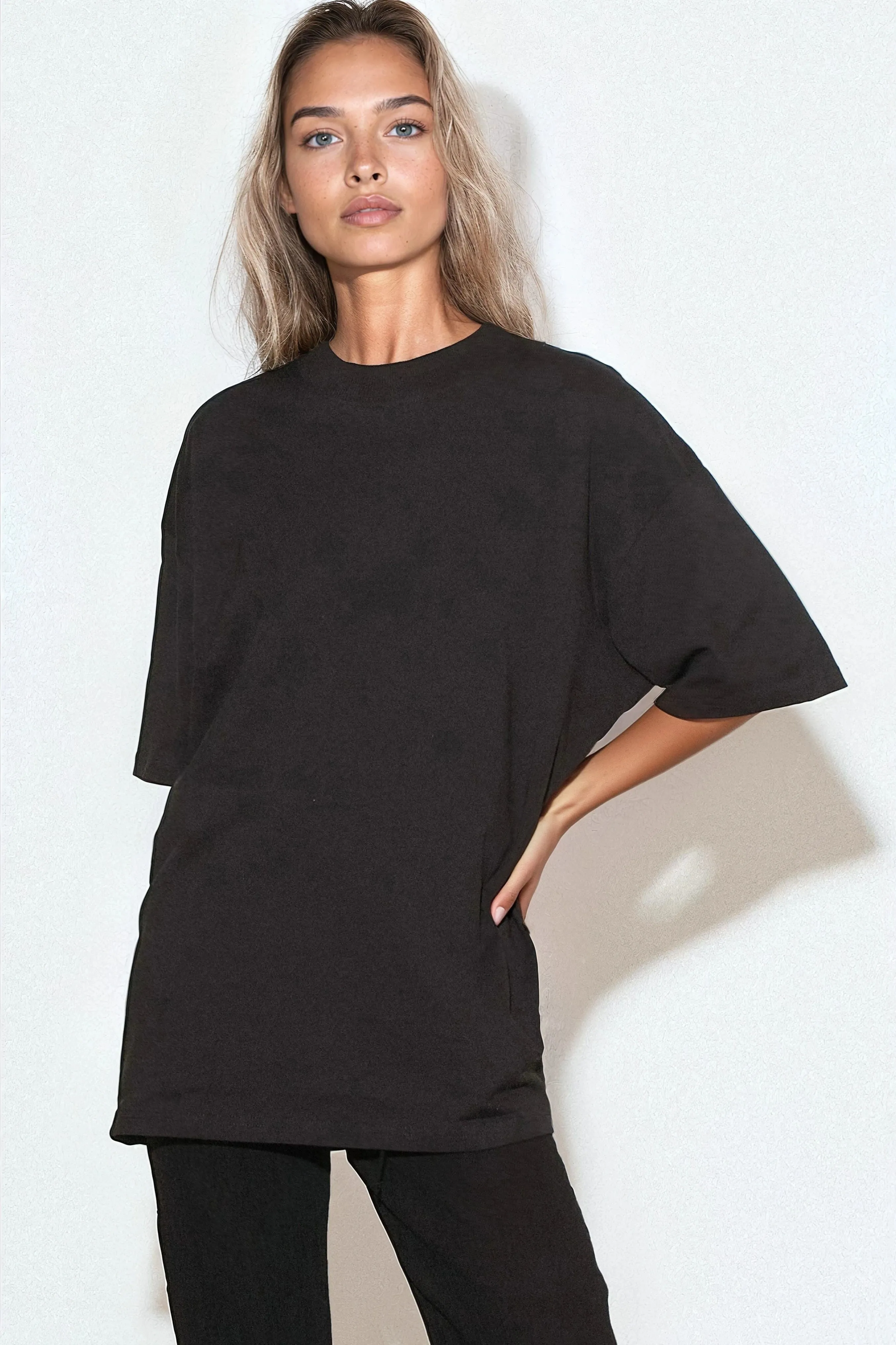 Black Logo Cotton Oversized T Shirt by Aftershock London sold by Goddiva