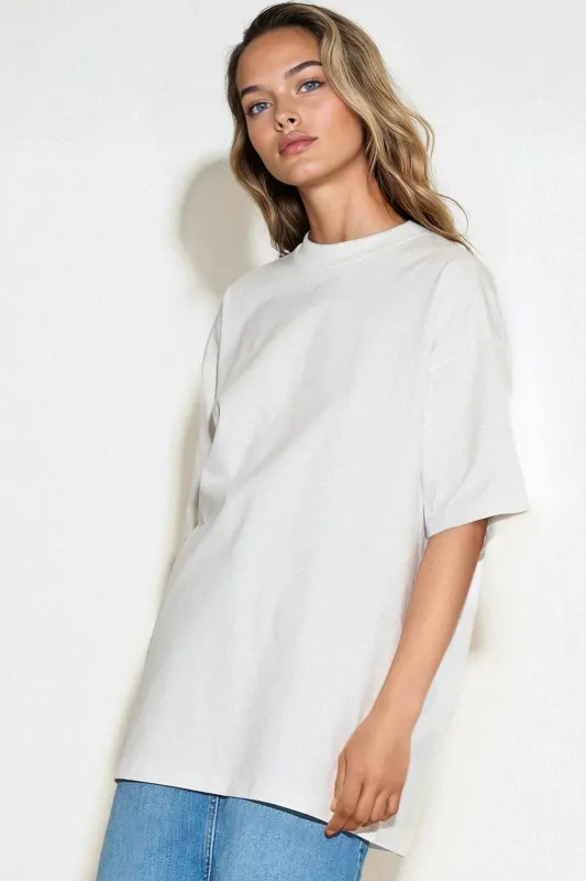 White Logo Cotton Oversized T Shirt by Aftershock London sold by Goddiva