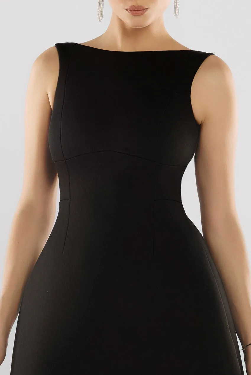Boatneck Open Back Scuba Mini Dress - Black by Goddiva sold by Goddiva product image thumbnail 3