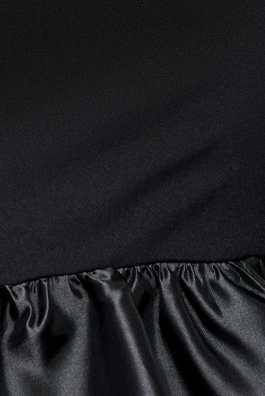 Boat Neck Satin & Scuba Crepe Tiered Maxi Dress - Black by Goddiva sold by Goddiva product image thumbnail 4