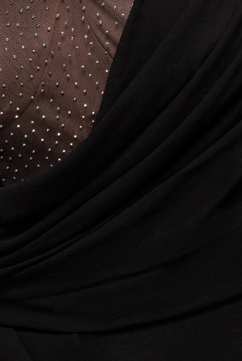 One Shoulder Diamante Chiffon Evening Maxi Dress - Black by Goddiva sold by Goddiva product image thumbnail 4