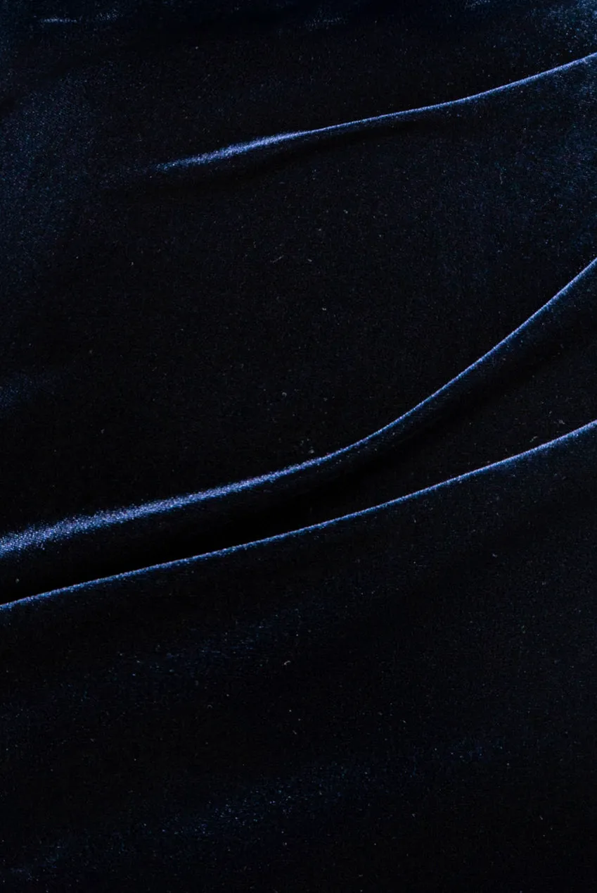 Off The Shoulder Deep Plunge Velvet Maxi Dress - Navy Blue by Goddiva sold by Goddiva product image thumbnail 4