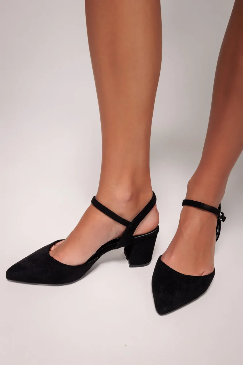 Pointed Slingback Block Heels - Black by Goddiva sold by Goddiva product image thumbnail 4