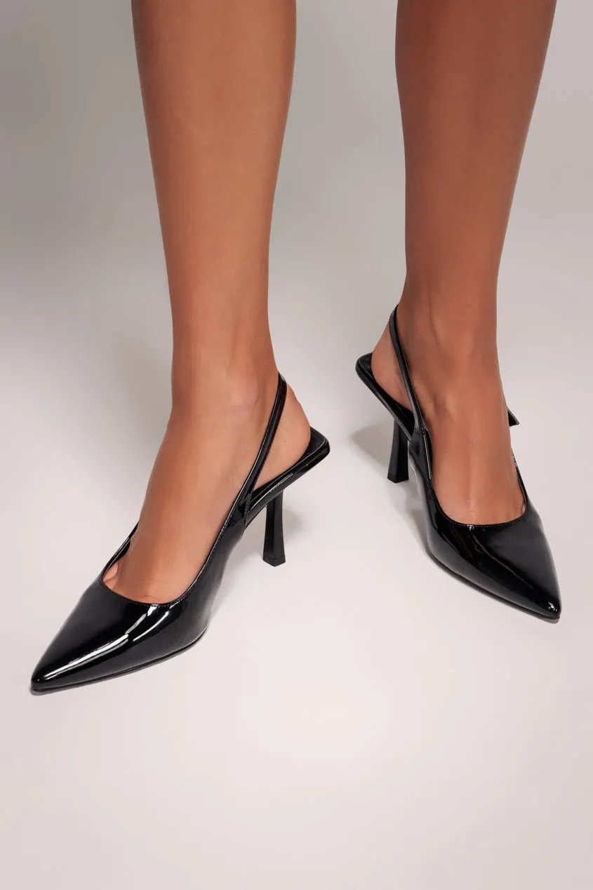 Patent Slingback Heeled Court Shoes - Black by Goddiva sold by Goddiva product image thumbnail 4