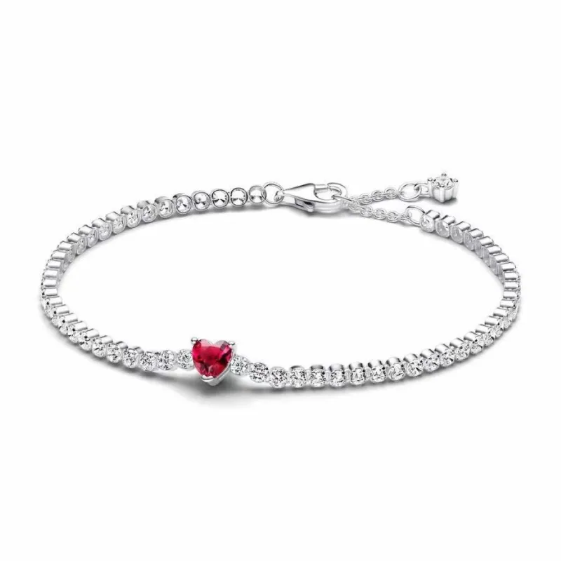 Crystal Red Heart Bracelet In Silver by Last True Angel sold by Goddiva