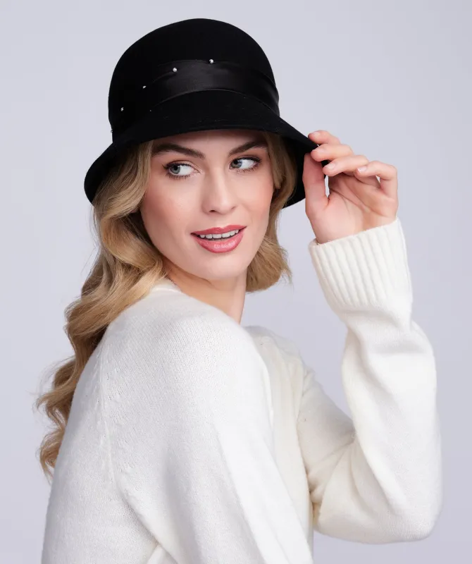 Estelle Hat - Black by Pia Rossini sold by Goddiva