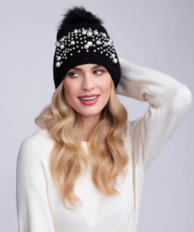 Krystal Hat - Black by Pia Rossini sold by Goddiva