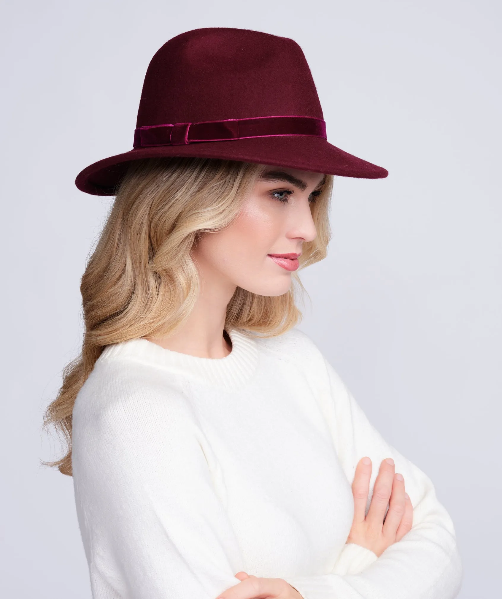 Serena Hat - Burgundy by Pia Rossini sold by Goddiva