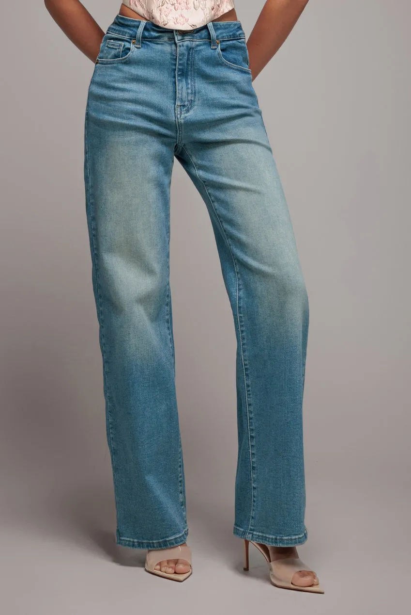 Straight Leg Denim Jeans - Blue by Goddiva denim sold by Goddiva product image thumbnail 3