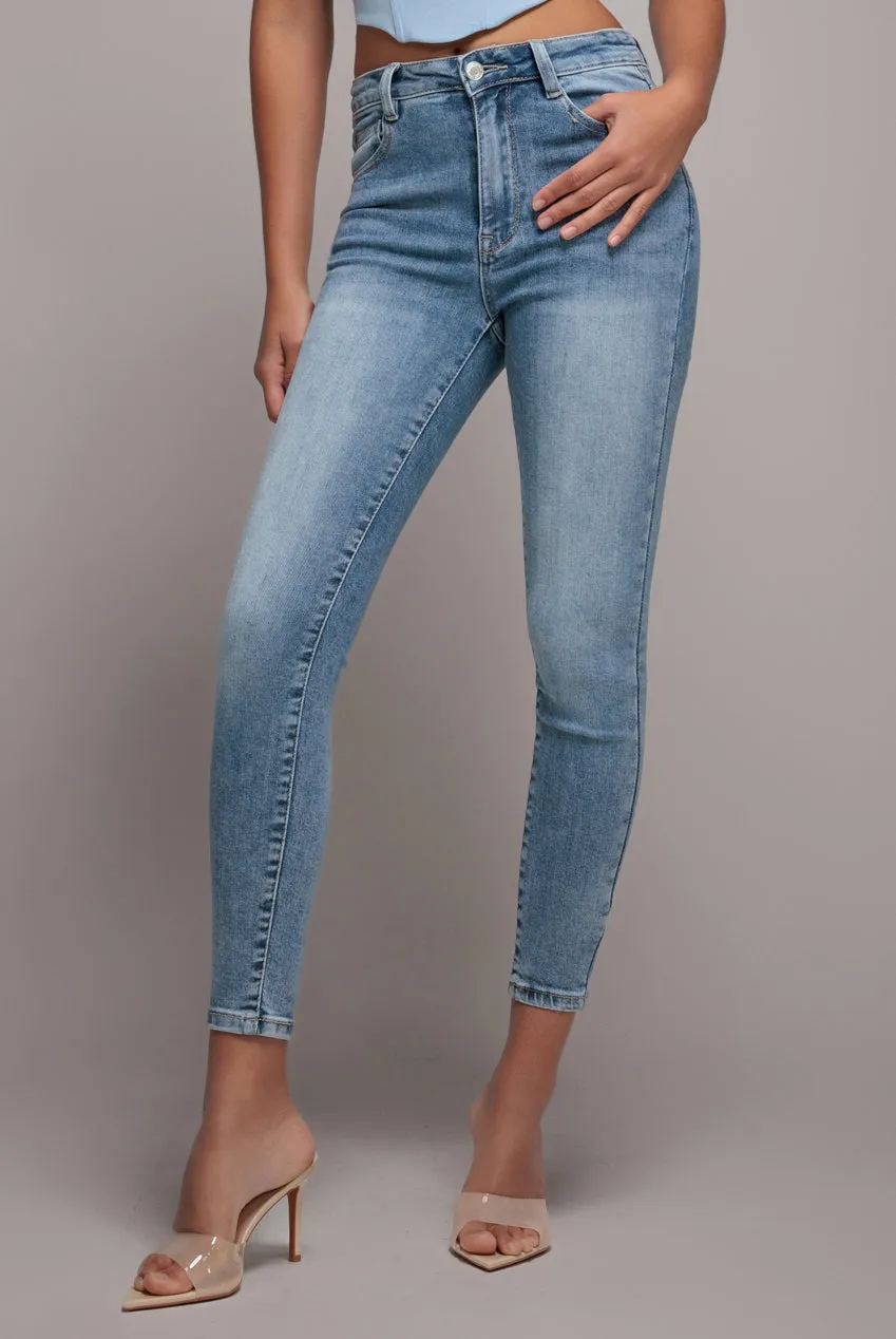 Skinny Fit Stretch Denim Jeans - Blue by Goddiva denim sold by Goddiva product image thumbnail 3
