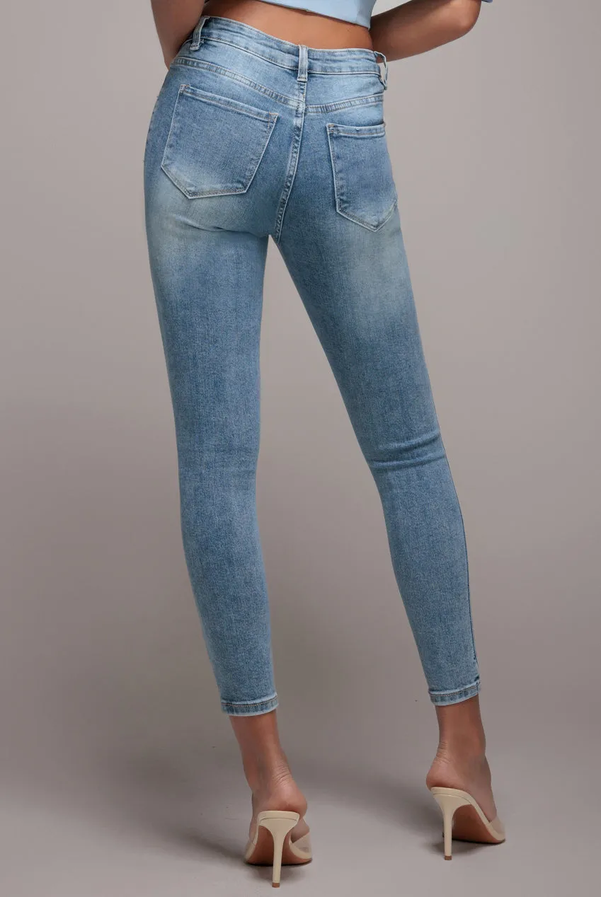 Skinny Fit Stretch Denim Jeans - Blue by Goddiva denim sold by Goddiva product image thumbnail 4