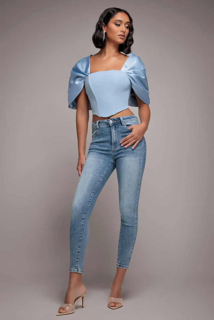 Skinny Fit Stretch Denim Jeans - Blue by Goddiva denim sold by Goddiva