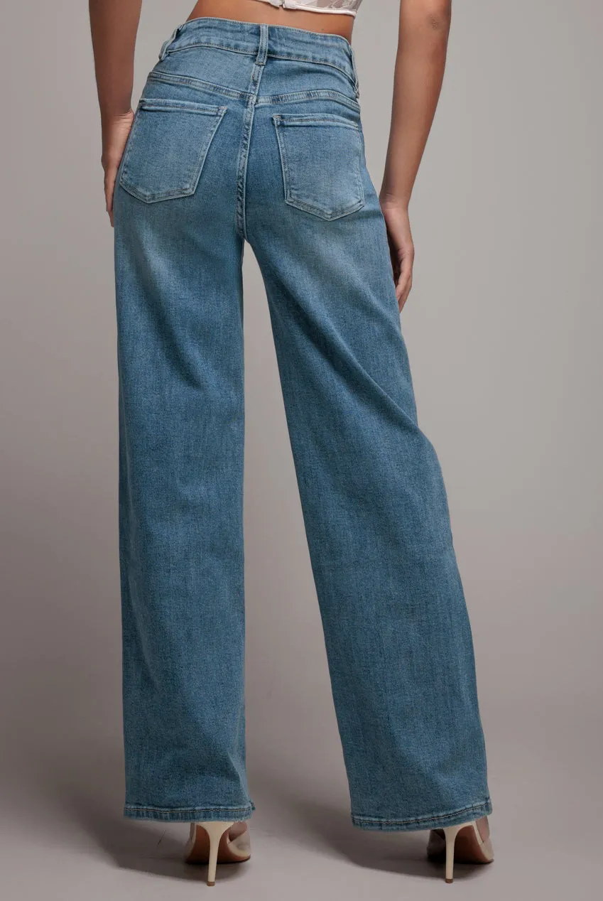 Straight Leg Stretch Denim Jeans - Blue by Goddiva denim sold by Goddiva product image thumbnail 4