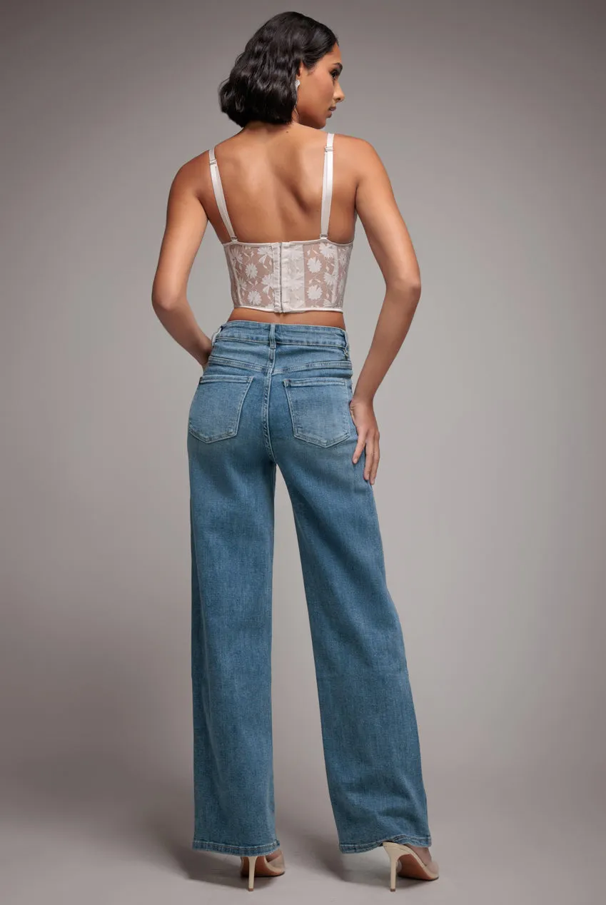 Straight Leg Stretch Denim Jeans - Blue by Goddiva denim sold by Goddiva product image thumbnail 2