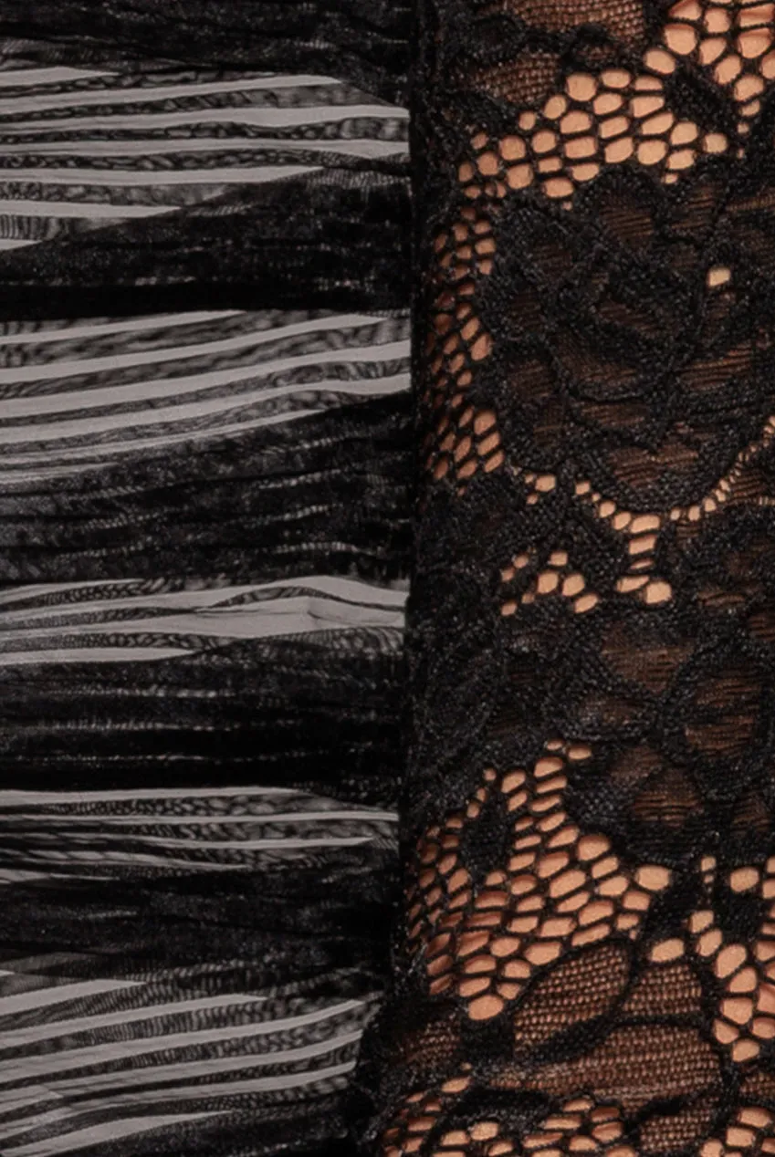 One Shoulder Fan Pleat Frill Corset Top - Black by Goddiva sold by Goddiva product image thumbnail 5