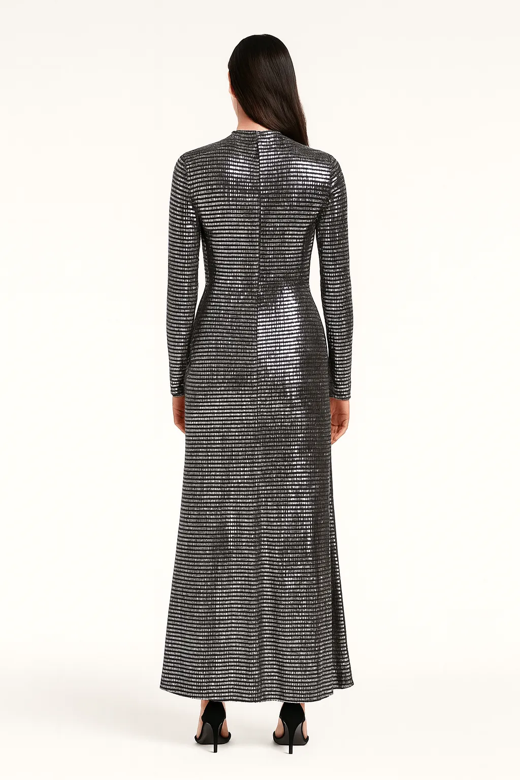 Metallic Sequin Full-Length Silhouette Fit Maxi Dress by Avinci sold by Goddiva product image thumbnail 4