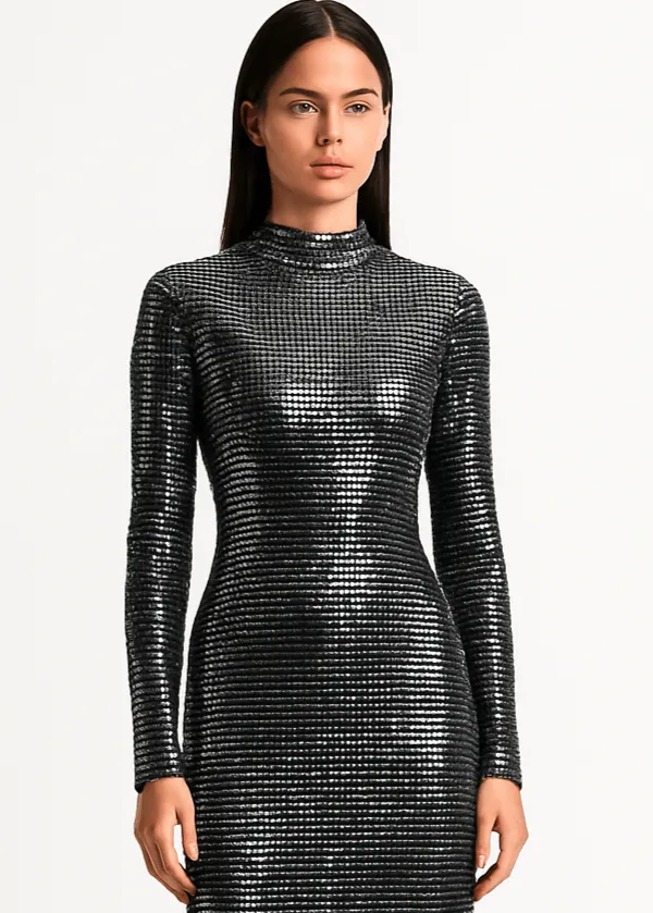 Metallic Sequin Full-Length Silhouette Fit Maxi Dress by Avinci sold by Goddiva product image thumbnail 2