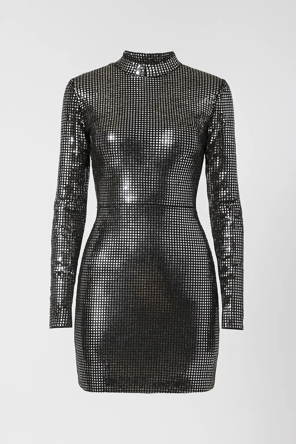 Silver Metallic Sequin Long Sleeve Bodycon Mini Dress by Avinci sold by Goddiva product image thumbnail 4