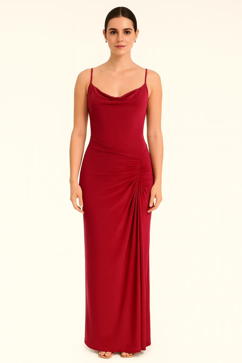 Cowl Neckline Figure-Flattering Spaghetti Strap Dress by Avinci sold by Goddiva
