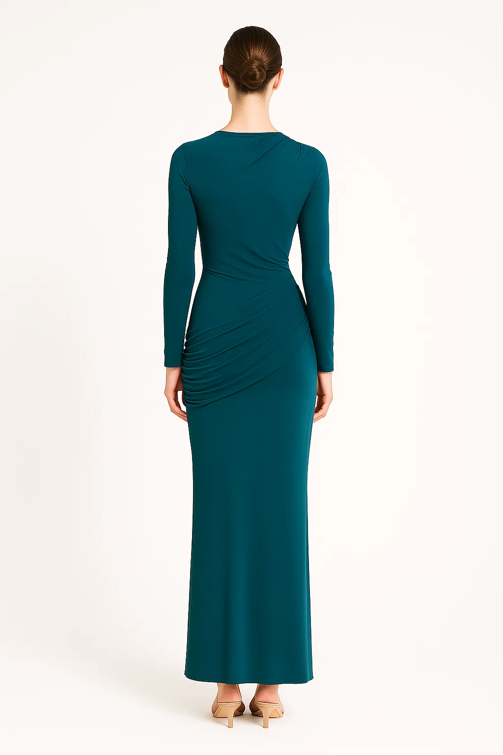 Side Ruching Bodycon Full-Sleeve Jersey Evening Gown by Avinci sold by Goddiva product image thumbnail 5