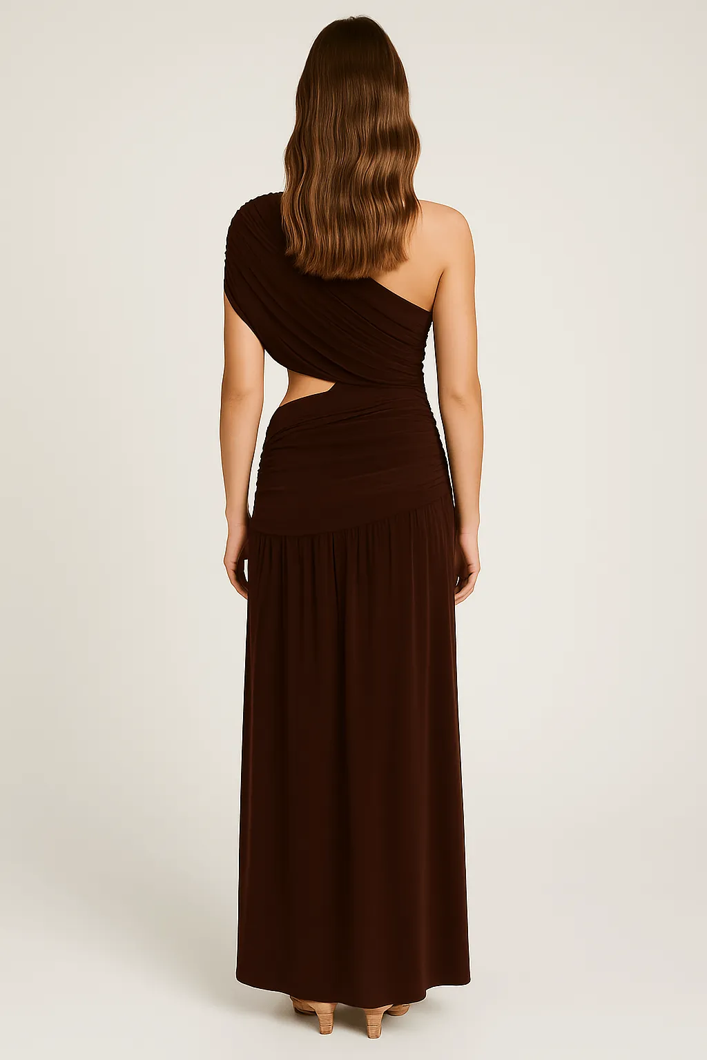 One Shoulder Draping Detailed Side Cut Out Maxi Dress by Avinci sold by Goddiva product image thumbnail 4