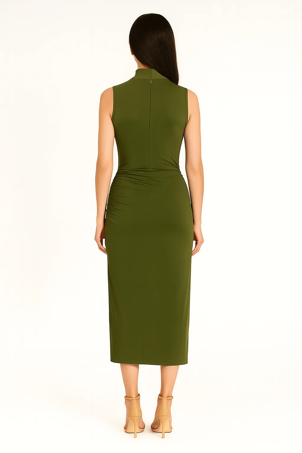 Ruched Slim Fit Jersey Sleeveless Midi Dress by Avinci sold by Goddiva product image thumbnail 5