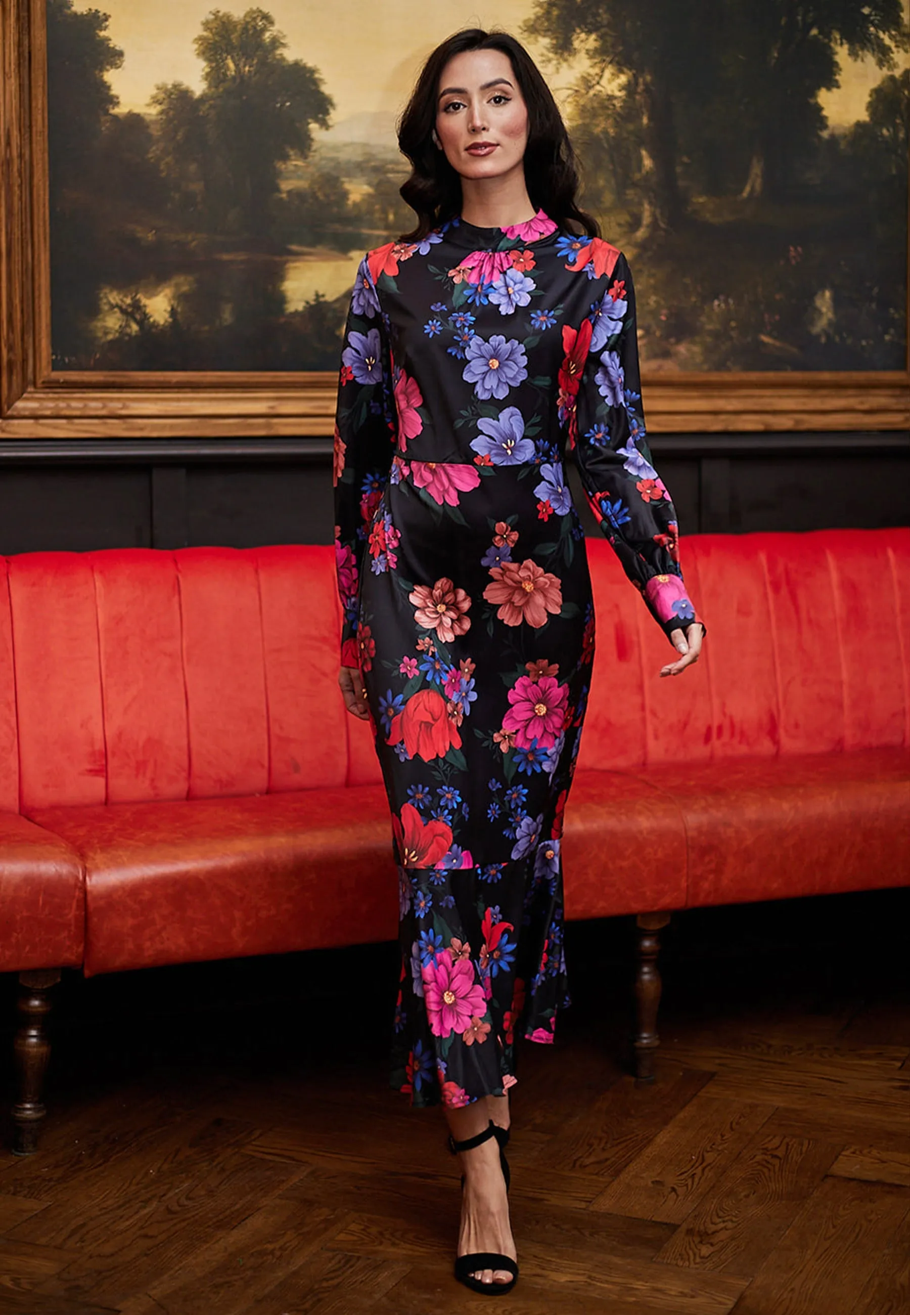 Midi Floral Black Dress by Angeleye sold by Goddiva product image thumbnail 4