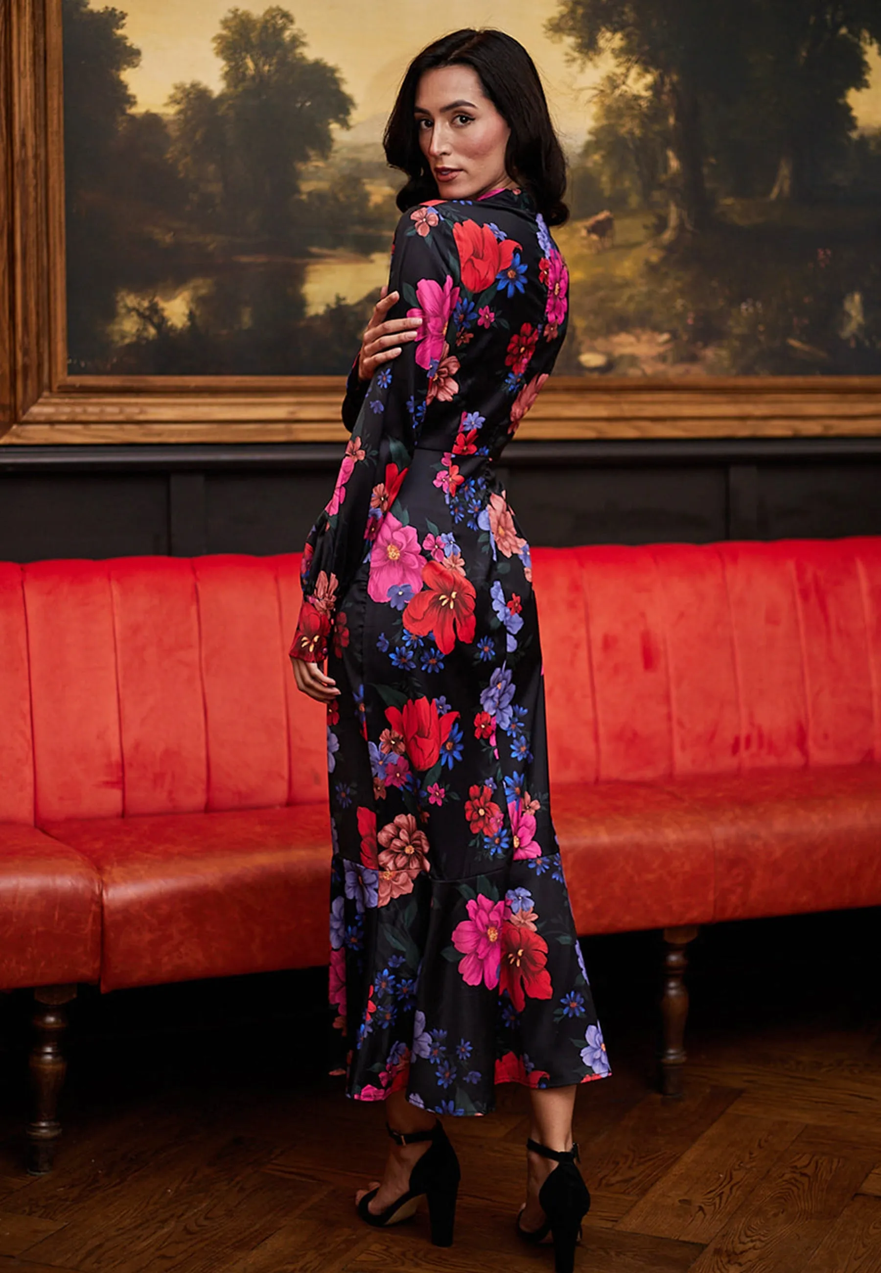 Midi Floral Black Dress by Angeleye sold by Goddiva product image thumbnail 5