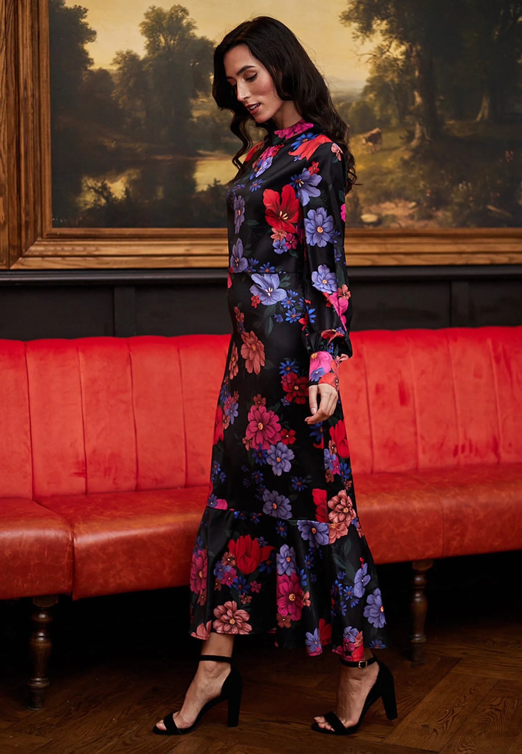 Midi Floral Black Dress by Angeleye sold by Goddiva product image thumbnail 2