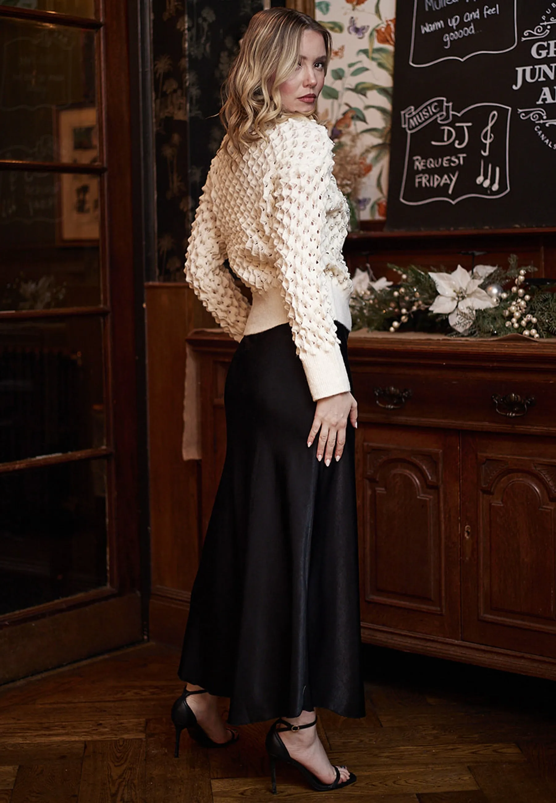 Maxi Slip Skirt In Black by Angeleye sold by Goddiva product image thumbnail 3