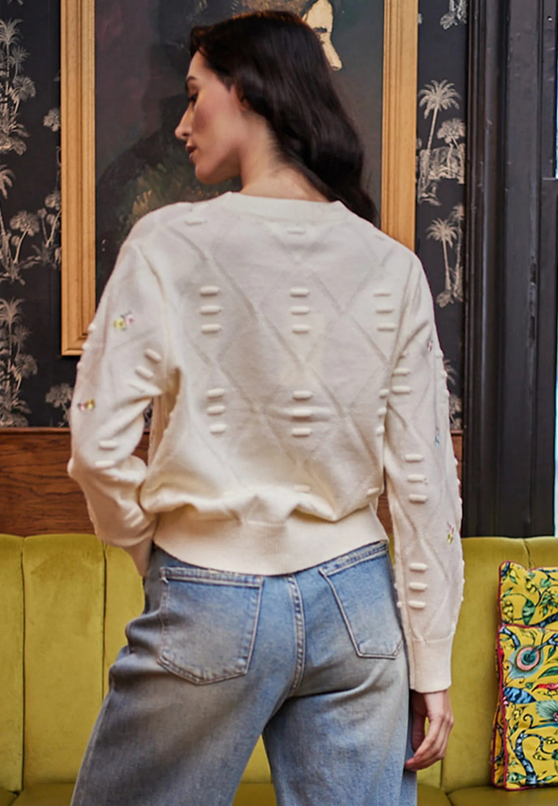 Floral Embroidered Jumper In White by Angeleye sold by Goddiva product image thumbnail 4
