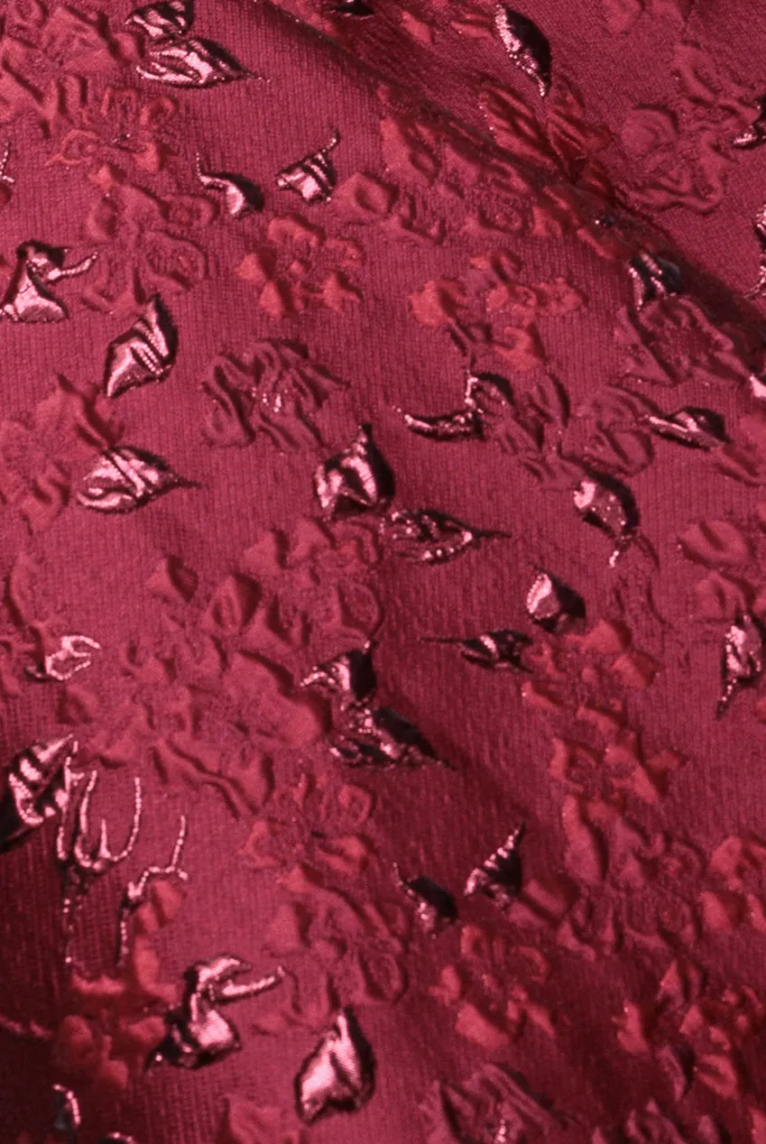 Lace Up Jacquard Midi Dress With Organza Wings - Burgundy Red by Goddiva sold by Goddiva product image thumbnail 5