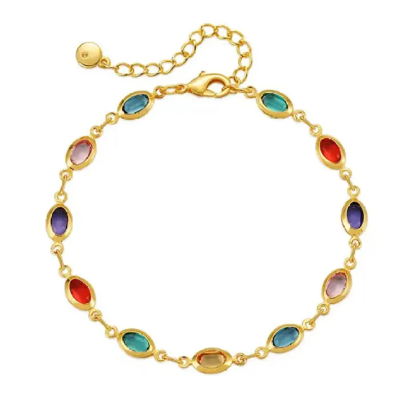 Multicolour Oval Chain Bracelet by SVNX sold by Goddiva