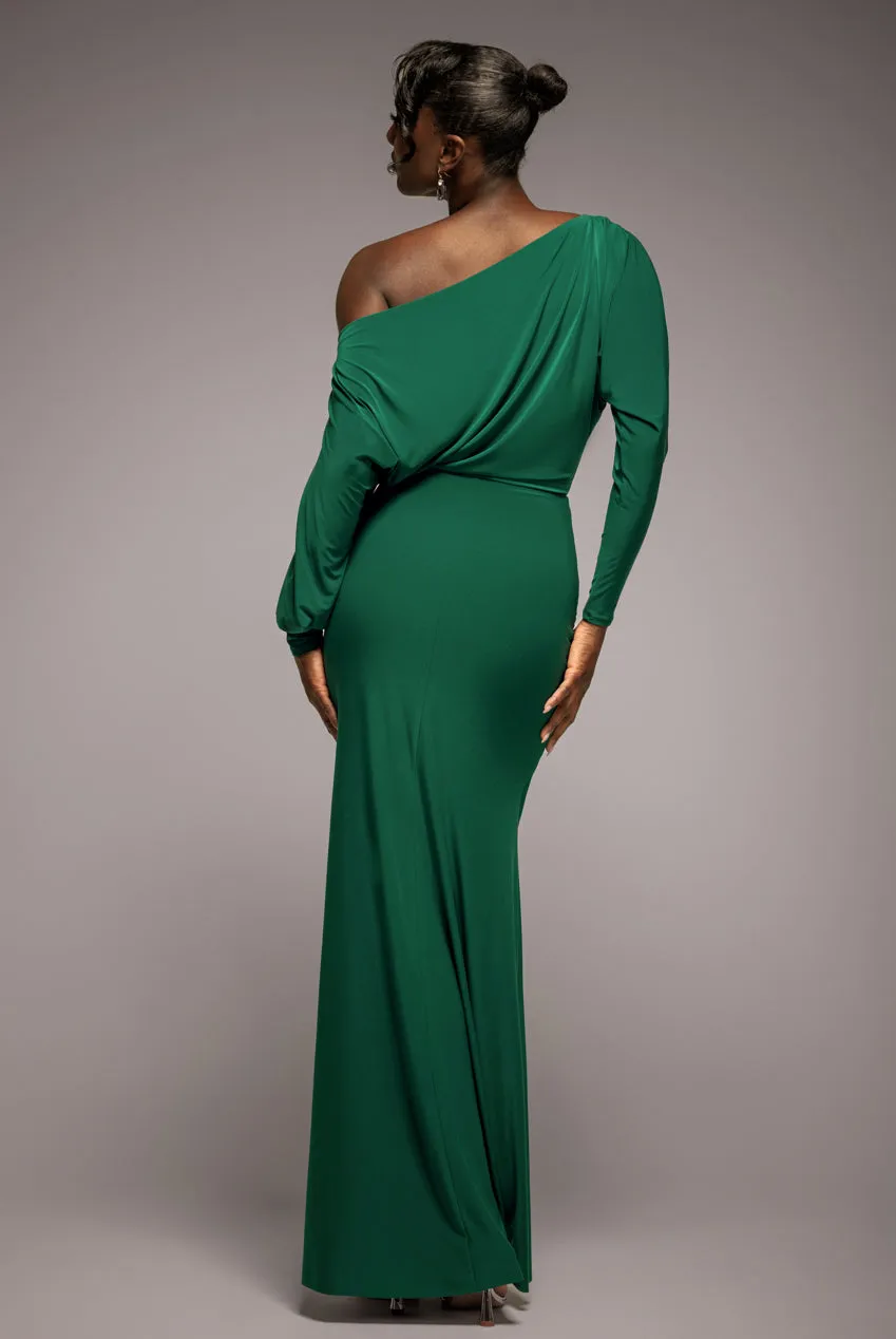 Bat Wing Elasticated Side Gather Maxi Dress - Emerald Green by Goddiva sold by Goddiva product image thumbnail 2