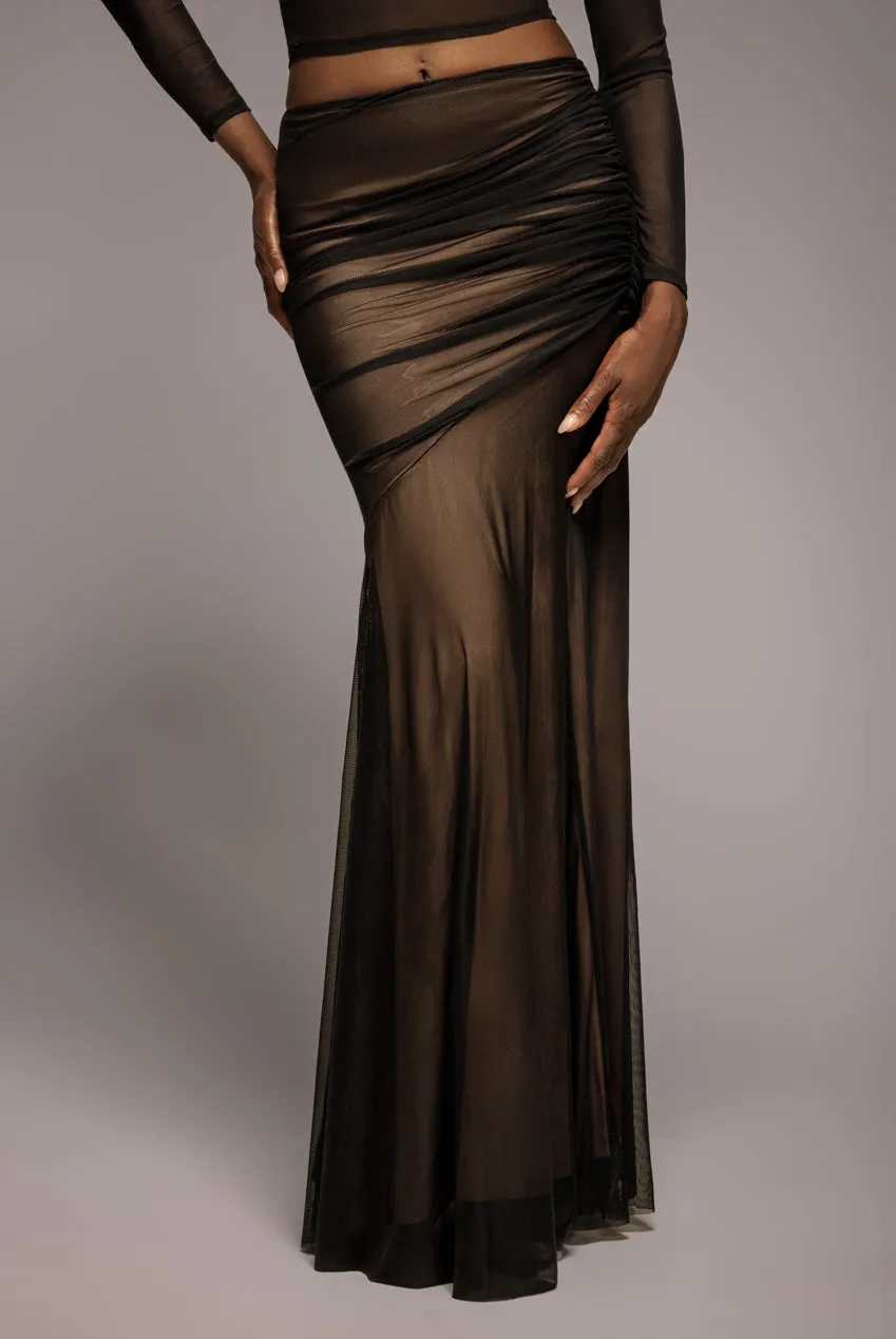 Mesh Gathered Mermaid Maxi Skirt - Black by Goddiva sold by Goddiva product image thumbnail 3