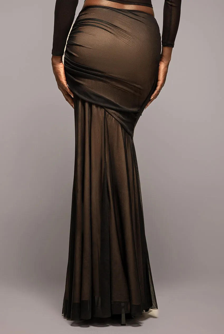 Mesh Gathered Mermaid Maxi Skirt - Black by Goddiva sold by Goddiva product image thumbnail 4