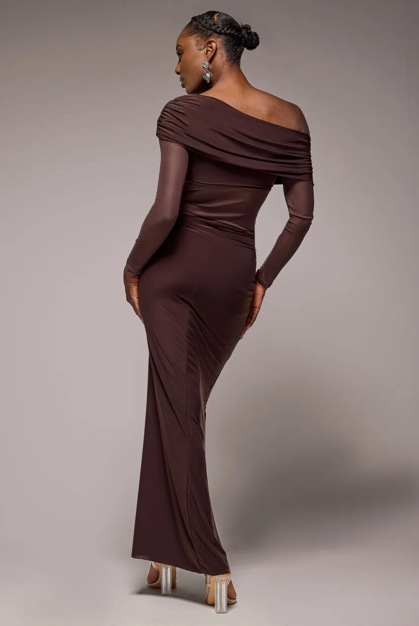 Super Split Front Drawstring Maxi Skirt - Brown by Goddiva sold by Goddiva product image thumbnail 2