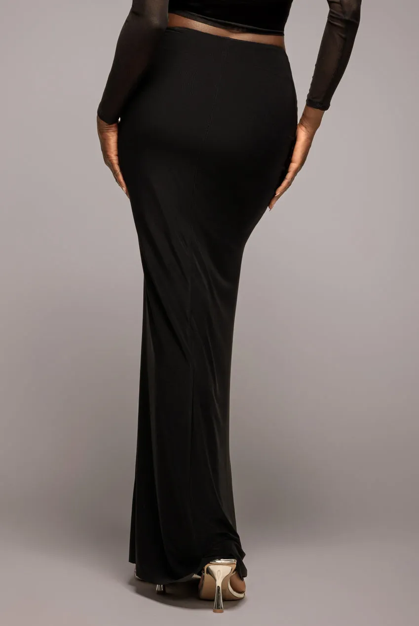 Super Split Front Drawstring Maxi Skirt - Black by Goddiva sold by Goddiva product image thumbnail 4