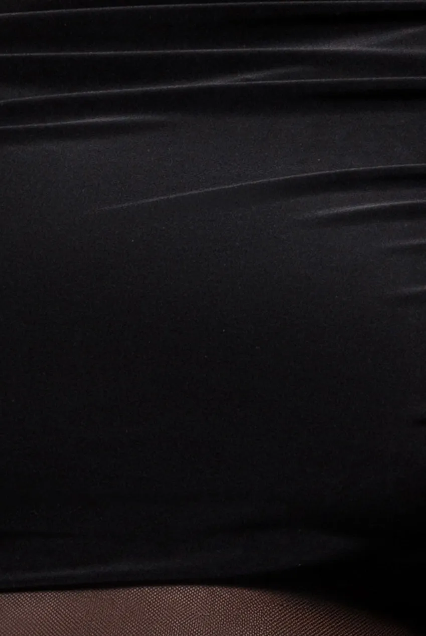 Gathered Bardot Asymmetric Mesh Panel Top - Black by Goddiva sold by Goddiva product image thumbnail 4