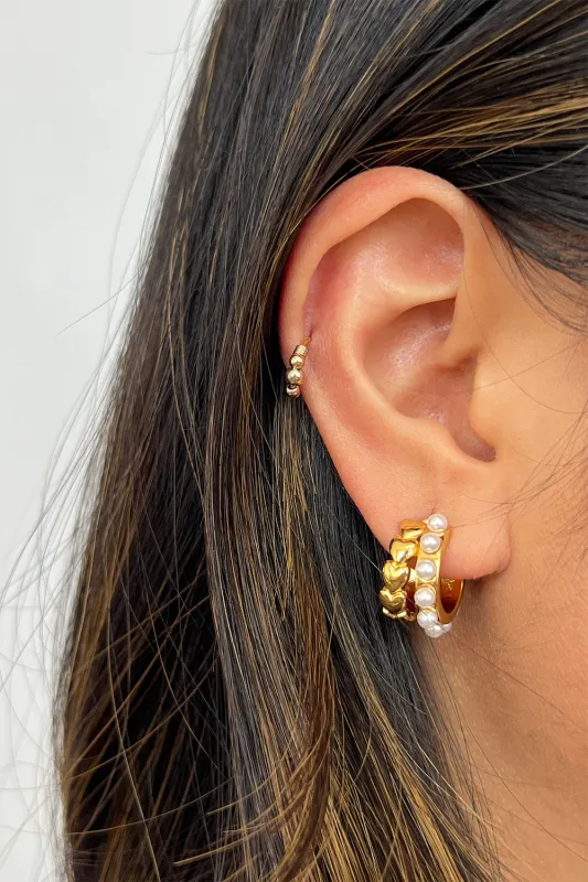 Heart Pearl Cuff Earrings by SVNX sold by Goddiva