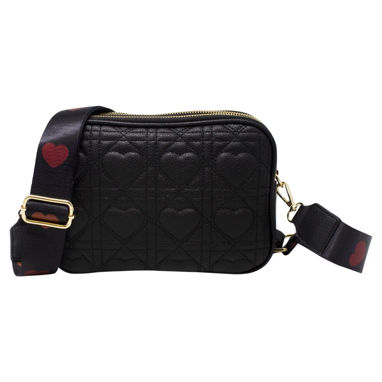 Heart Quilted Crossbody Camera Bag In Black by SVNX sold by Goddiva product image thumbnail 4